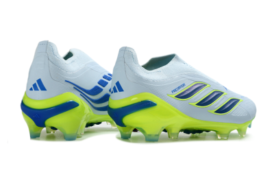 Adidas Predator 26 Elite Laceless FG Firm Ground Soccer Cleats - Blue/Electric Yellow/Sky Blue