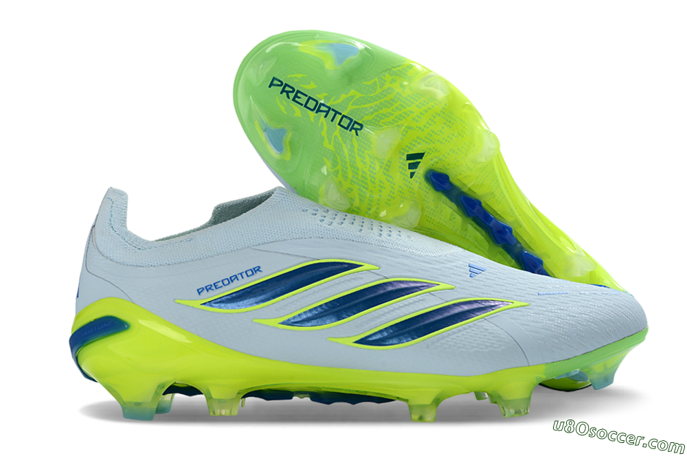 Adidas Predator 26 Elite Laceless FG Firm Ground Soccer Cleats - Blue/Electric Yellow/Sky Blue 1