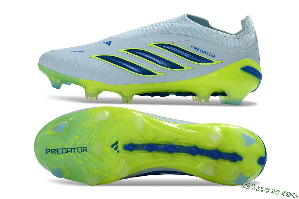 Adidas Predator 26 Elite Laceless FG Firm Ground Soccer Cleats - Blue/Electric Yellow/Sky Blue 0