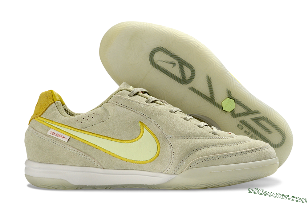Nike Tiempo Streetgato Prm IC Indoor & Futsal Soccer Shoes - Beige/Light Yellow/Suede Gray 1