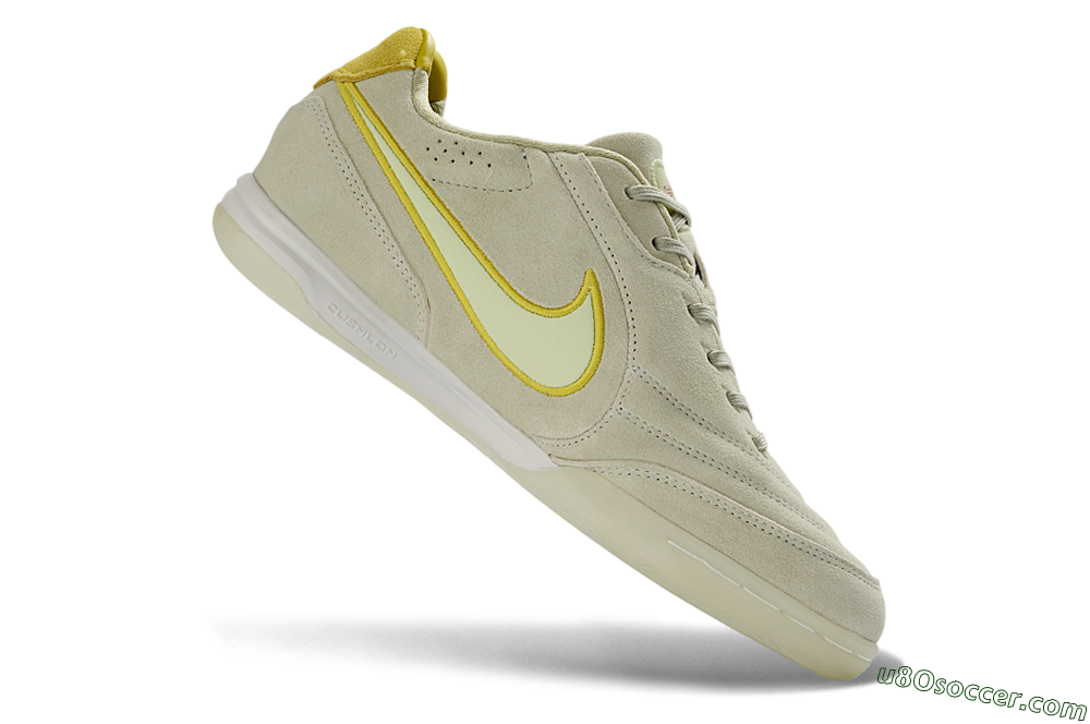 Nike Tiempo Streetgato Prm IC Indoor & Futsal Soccer Shoes - Beige/Light Yellow/Suede Gray 4