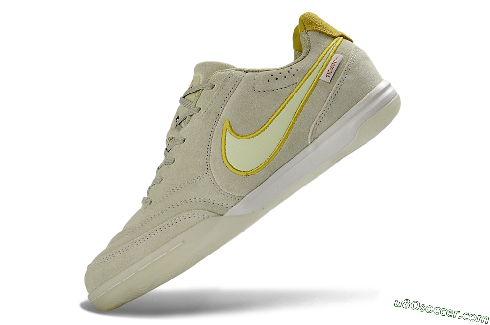 Nike Tiempo Streetgato Prm IC Indoor & Futsal Soccer Shoes - Beige/Light Yellow/Suede Gray 5