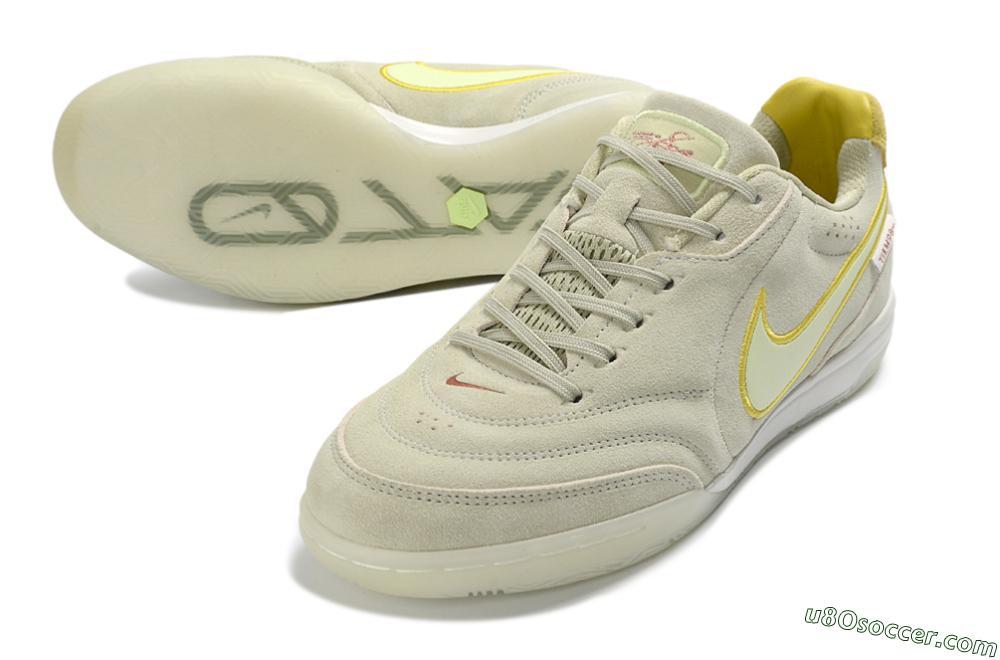 Nike Tiempo Streetgato Prm IC Indoor & Futsal Soccer Shoes - Beige/Light Yellow/Suede Gray 3