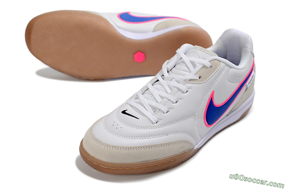 Nike Tiempo Streetgato Prm IC Indoor & Futsal Soccer Shoes - White/Electric Blue/Pink Blast 3