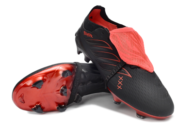 Adidas Predator 26 Elite Fold-Over Tongue FG Firm Ground Soccer Cleats - Black/Crimson Blaze/Shadow Black