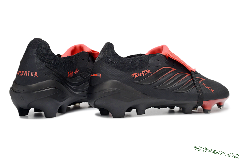 Adidas Predator 26 Elite Fold-Over Tongue FG Firm Ground Soccer Cleats - Black/Crimson Blaze/Shadow Black 6
