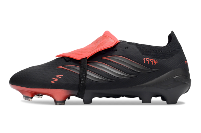 Adidas Predator 26 Elite Fold-Over Tongue FG Firm Ground Soccer Cleats - Black/Crimson Blaze/Shadow Black