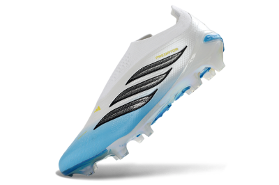 Adidas Predator 26 Elite Laceless FG Firm Ground Soccer Cleats - White/Sky Blue/Black
