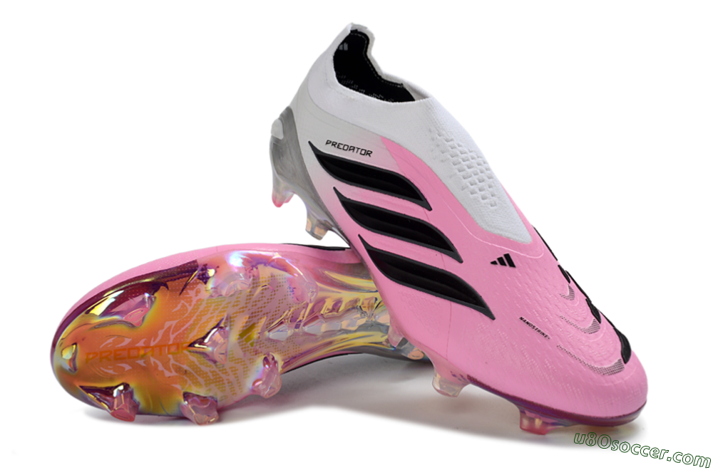 Adidas Predator 26 Elite Laceless FG Firm Ground Soccer Cleats - Pink/Vibrant Pink/Black 3