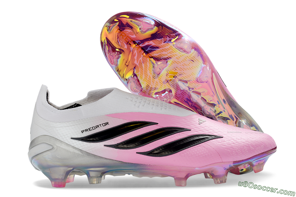 Adidas Predator 26 Elite Laceless FG Firm Ground Soccer Cleats - Pink/Vibrant Pink/Black 1