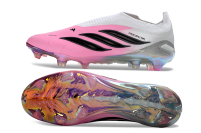 Adidas Predator 26 Elite Laceless FG Firm Ground Soccer Cleats - Pink/Vibrant Pink/Black