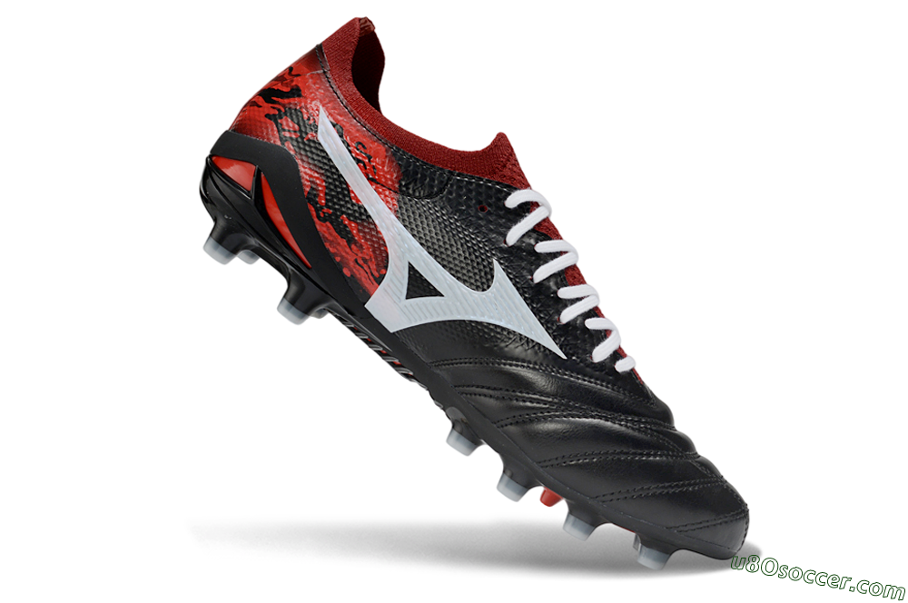 Mizuno Morelia Neo 4 FG Firm Ground Soccer Cleats - Black/Red Flame/White Burst 4
