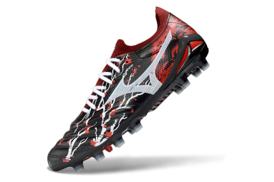 Mizuno Morelia Neo 4 FG Firm Ground Soccer Cleats - Black/Red Flame/White Burst