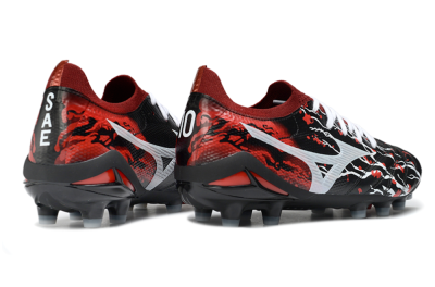 Mizuno Morelia Neo 4 FG Firm Ground Soccer Cleats - Black/Red Flame/White Burst