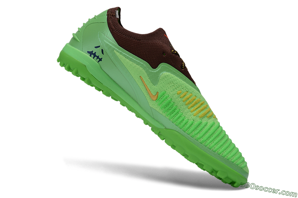 Nike Phantom 6 Elite Low TF Artificial Turf Soccer Shoes - Green/Vibrant Green/Earthy Brown 4