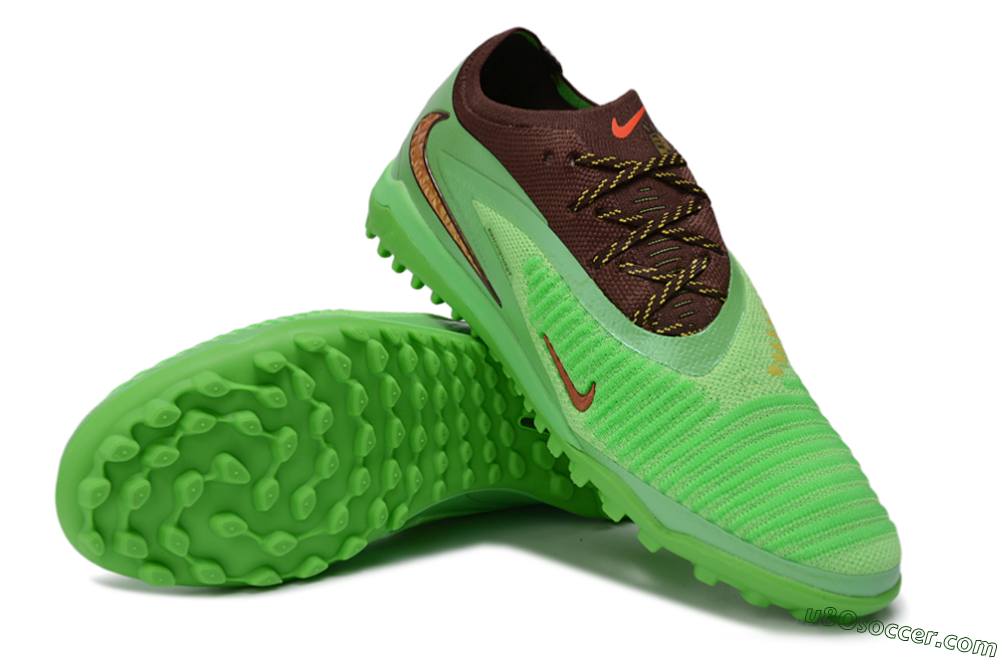 Nike Phantom 6 Elite Low TF Artificial Turf Soccer Shoes - Green/Vibrant Green/Earthy Brown 3