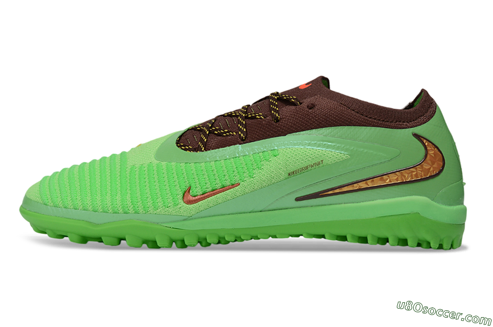 Nike Phantom 6 Elite Low TF Artificial Turf Soccer Shoes - Green/Vibrant Green/Earthy Brown 2