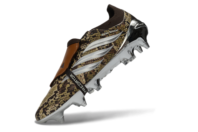 Adidas Predator 26 Elite Fold-Over Tongue FG Firm Ground Soccer Cleats - Brown/Golden Brown/Metallic Silver