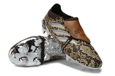 Adidas Predator 26 Elite Fold-Over Tongue FG Firm Ground Soccer Cleats - Brown/Golden Brown/Metallic Silver