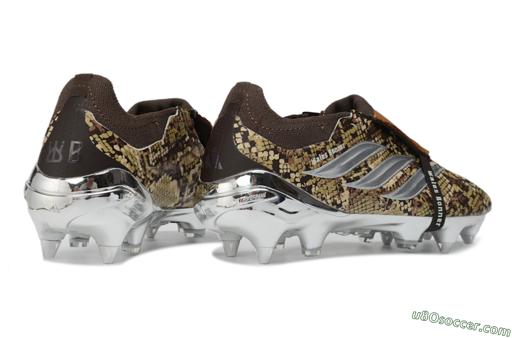 Adidas Predator 26 Elite Fold-Over Tongue FG Firm Ground Soccer Cleats - Brown/Golden Brown/Metallic Silver 6