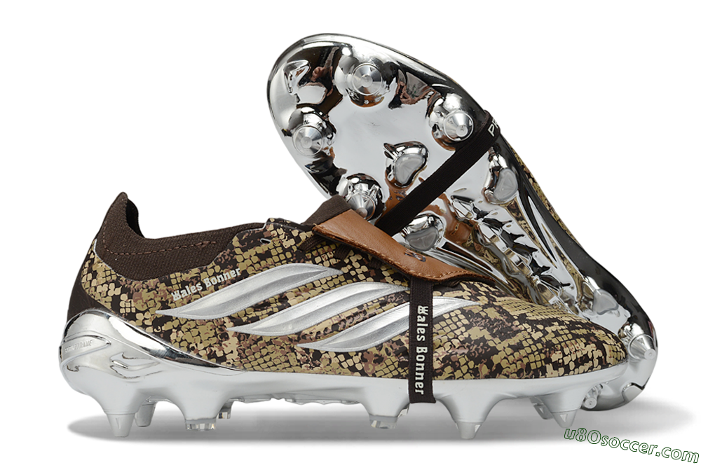 Adidas Predator 26 Elite Fold-Over Tongue FG Firm Ground Soccer Cleats - Brown/Golden Brown/Metallic Silver 1