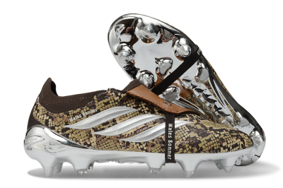 Adidas Predator 26 Elite Fold-Over Tongue FG Firm Ground Soccer Cleats - Brown/Golden Brown/Metallic Silver