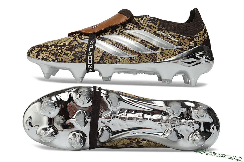 Adidas Predator 26 Elite Fold-Over Tongue FG Firm Ground Soccer Cleats - Brown/Golden Brown/Metallic Silver 0