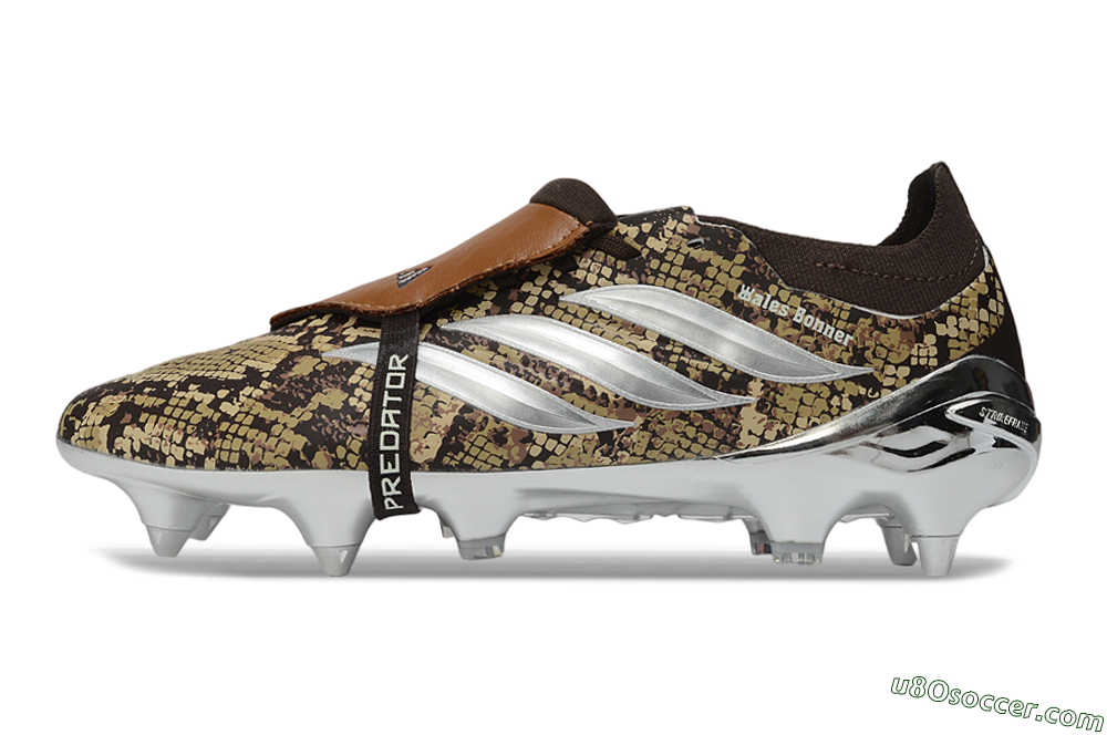 Adidas Predator 26 Elite Fold-Over Tongue FG Firm Ground Soccer Cleats - Brown/Golden Brown/Metallic Silver 2