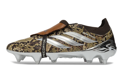 Adidas Predator 26 Elite Fold-Over Tongue FG Firm Ground Soccer Cleats - Brown/Golden Brown/Metallic Silver