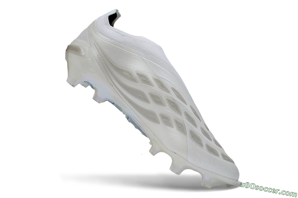 Adidas Predator 26 Elite Laceless FG Firm Ground Soccer Cleats - White/Solar Orange/Crystal White 4