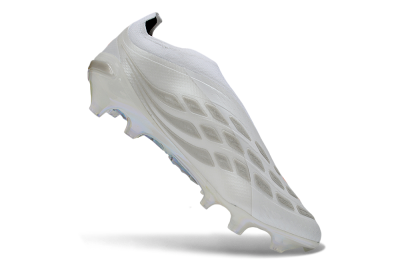 Adidas Predator 26 Elite Laceless FG Firm Ground Soccer Cleats - White/Solar Orange/Crystal White