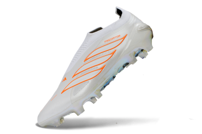 Adidas Predator 26 Elite Laceless FG Firm Ground Soccer Cleats - White/Solar Orange/Crystal White