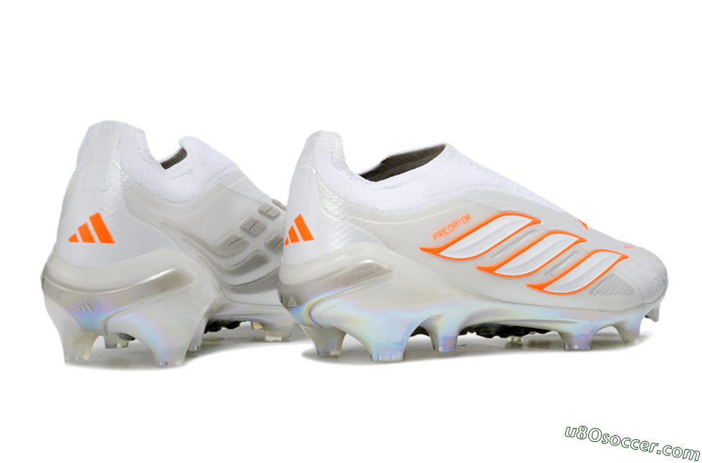 Adidas Predator 26 Elite Laceless FG Firm Ground Soccer Cleats - White/Solar Orange/Crystal White 6