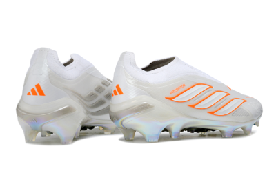 Adidas Predator 26 Elite Laceless FG Firm Ground Soccer Cleats - White/Solar Orange/Crystal White