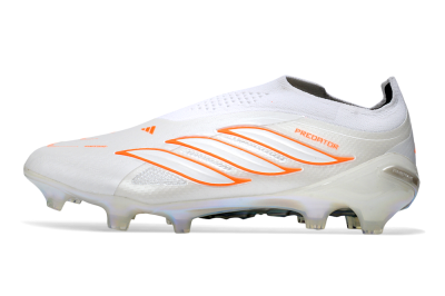 Adidas Predator 26 Elite Laceless FG Firm Ground Soccer Cleats - White/Solar Orange/Crystal White
