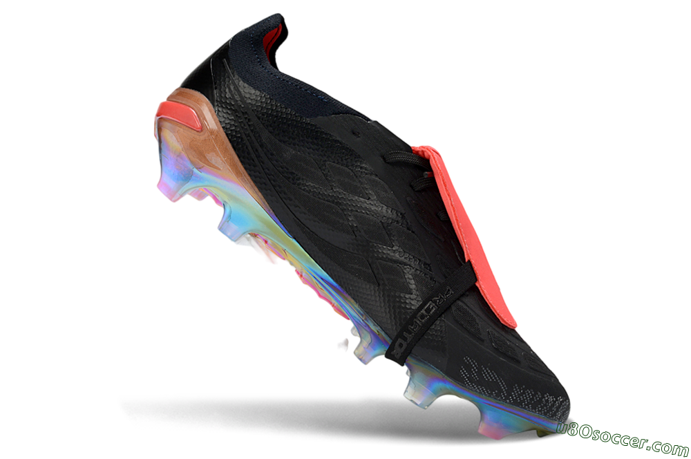 Adidas Predator 26 Elite Fold-Over Tongue FG Firm Ground Soccer Cleats - Black/Vibrant Coral/Illuminating Rainbow 4