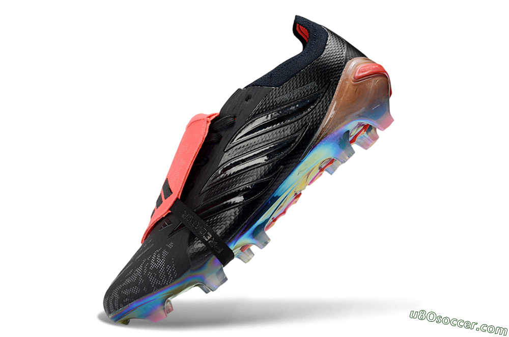 Adidas Predator 26 Elite Fold-Over Tongue FG Firm Ground Soccer Cleats - Black/Vibrant Coral/Illuminating Rainbow 5
