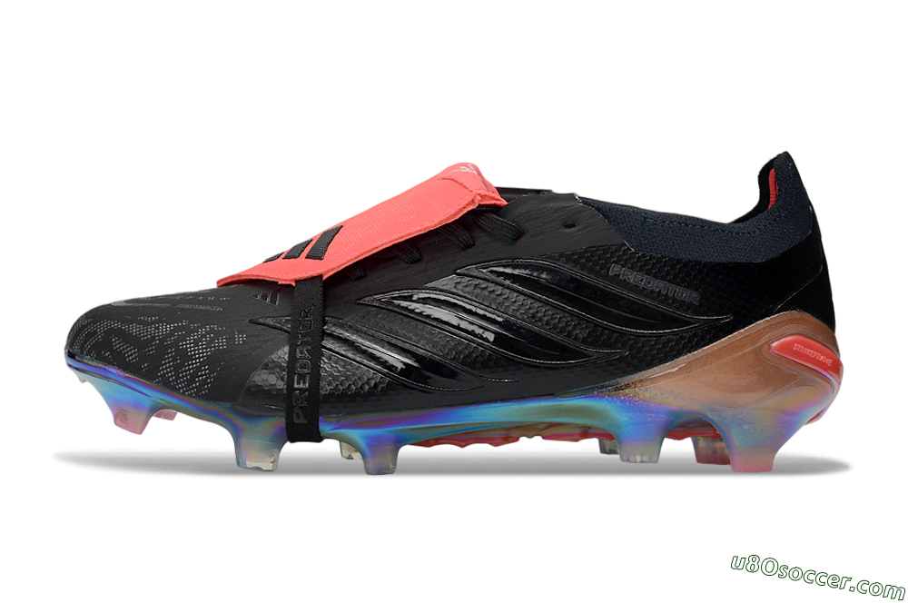 Adidas Predator 26 Elite Fold-Over Tongue FG Firm Ground Soccer Cleats - Black/Vibrant Coral/Illuminating Rainbow 2