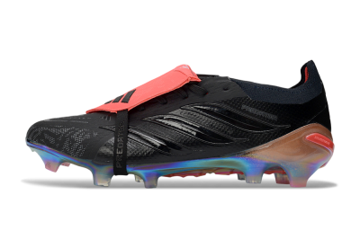 Adidas Predator 26 Elite Fold-Over Tongue FG Firm Ground Soccer Cleats - Black/Vibrant Coral/Illuminating Rainbow