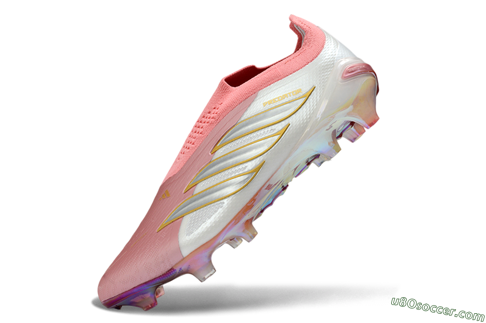Adidas Predator 26 Elite Laceless FG Firm Ground Soccer Cleats - Pink/Soft Blush/White Pearl 5