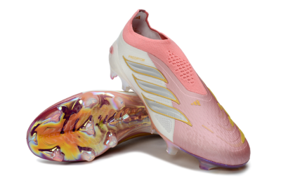 Adidas Predator 26 Elite Laceless FG Firm Ground Soccer Cleats - Pink/Soft Blush/White Pearl