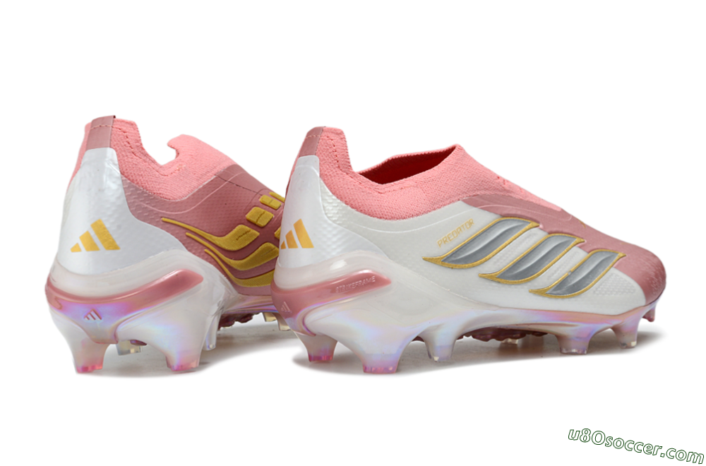 Adidas Predator 26 Elite Laceless FG Firm Ground Soccer Cleats - Pink/Soft Blush/White Pearl 6