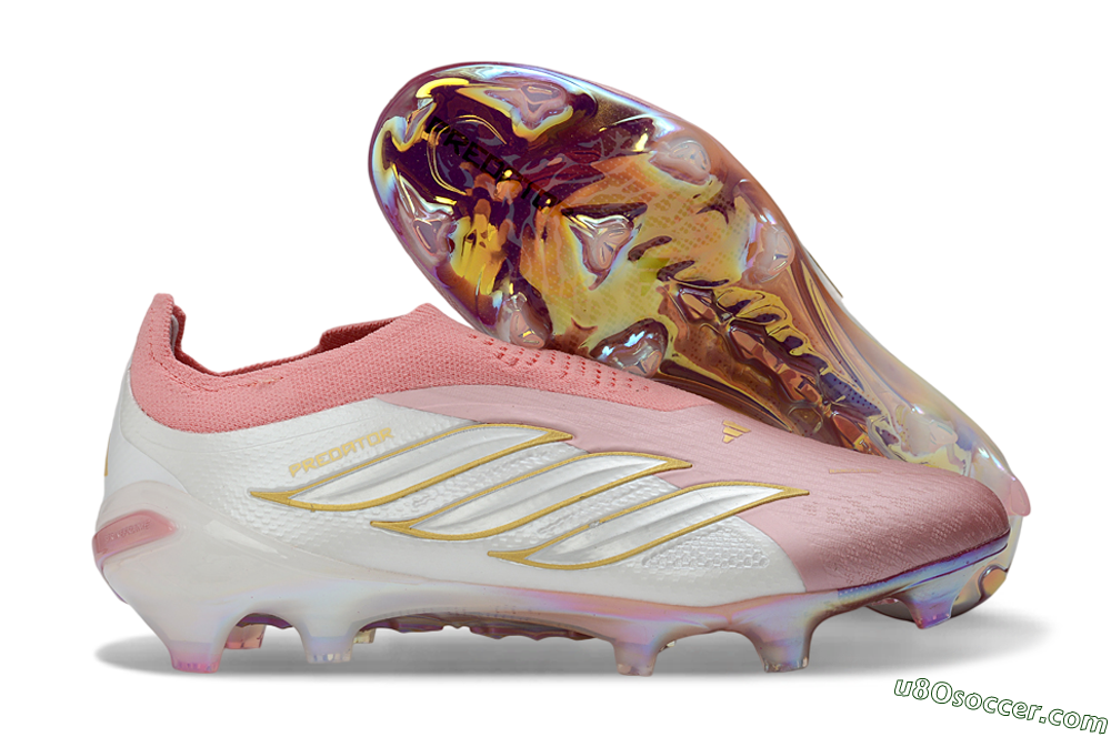 Adidas Predator 26 Elite Laceless FG Firm Ground Soccer Cleats - Pink/Soft Blush/White Pearl 1