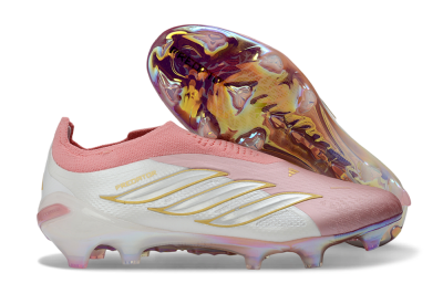 Adidas Predator 26 Elite Laceless FG Firm Ground Soccer Cleats - Pink/Soft Blush/White Pearl