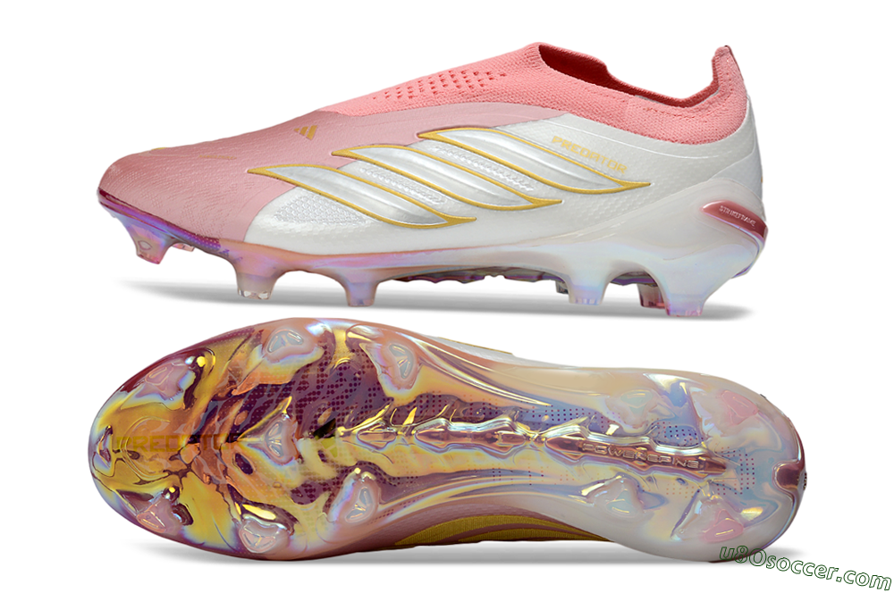 Adidas Predator 26 Elite Laceless FG Firm Ground Soccer Cleats - Pink/Soft Blush/White Pearl 0
