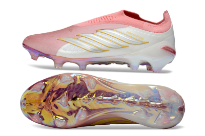 Adidas Predator 26 Elite Laceless FG Firm Ground Soccer Cleats - Pink/Soft Blush/White Pearl