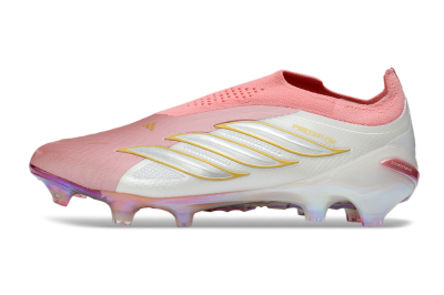 Adidas Predator 26 Elite Laceless FG Firm Ground Soccer Cleats - Pink/Soft Blush/White Pearl