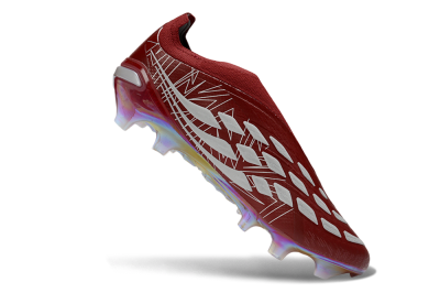 Adidas Predator 26 Elite Laceless FG Firm Ground Soccer Cleats - Red/Crimson Blaze/Metallic White