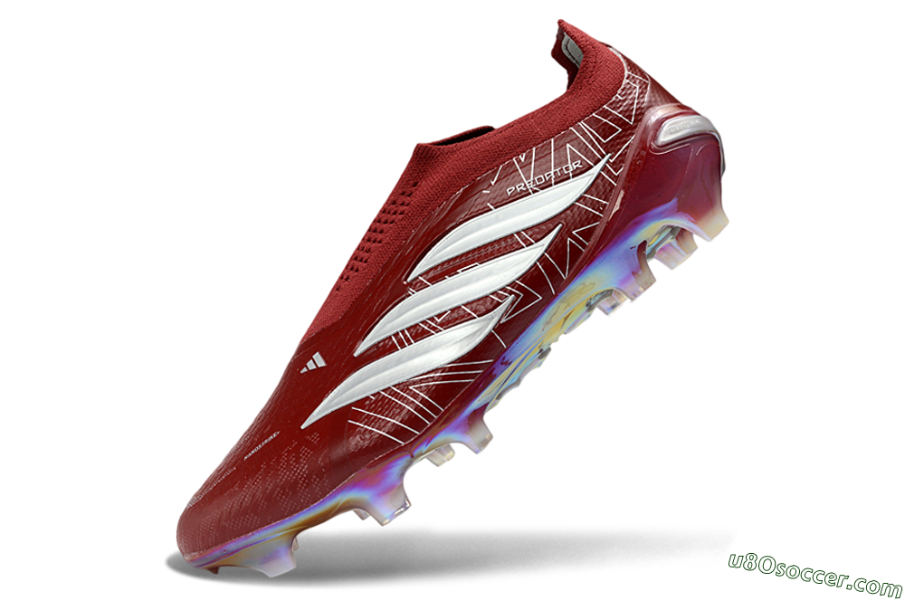 Adidas Predator 26 Elite Laceless FG Firm Ground Soccer Cleats - Red/Crimson Blaze/Metallic White 5