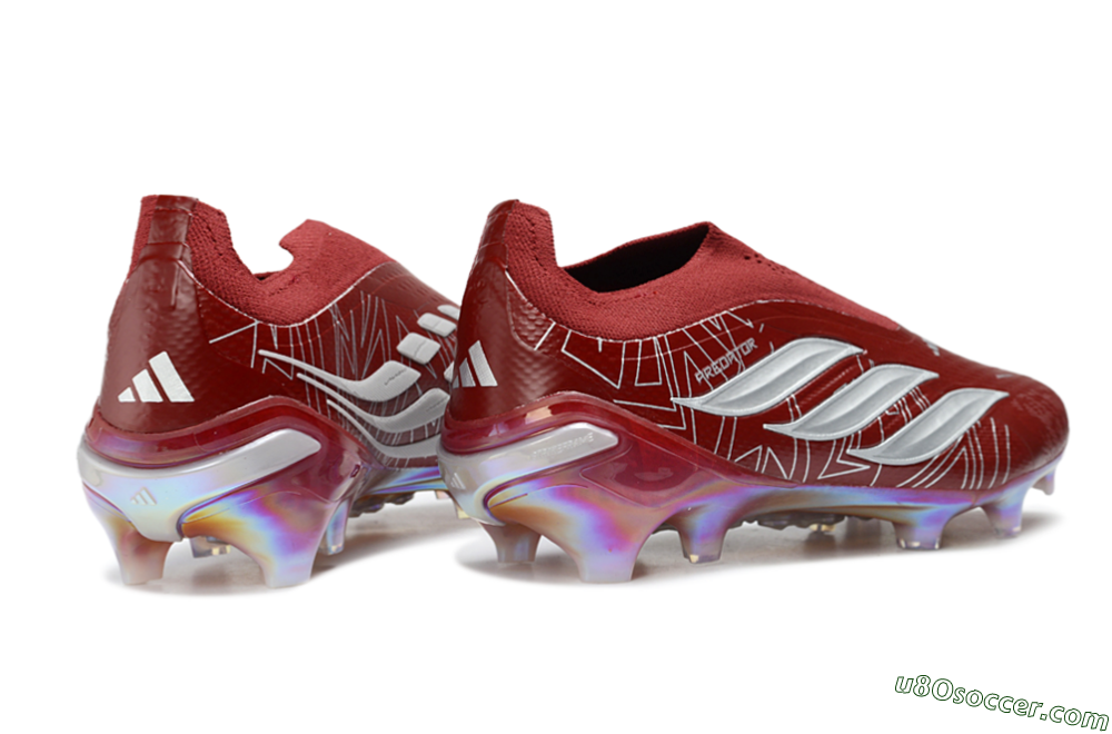 Adidas Predator 26 Elite Laceless FG Firm Ground Soccer Cleats - Red/Crimson Blaze/Metallic White 6